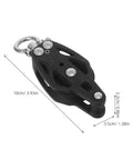 Black nylon boat pulley with bearing, dimensions 10cm x 3.5cm x 2.2cm, Beefy Nylon Boat Pulley With Bearing Marine Grade Cable Wheel For Sailing