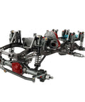Beefed-Up 450mm 6x6 RC Crawler Chassis Frame Set For 1/10 Axial SCX10 with front middle rear axles, aluminum alloy, carbon fiber tray