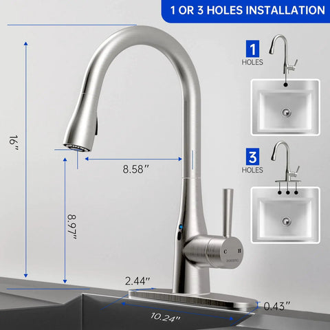 Touchless Kitchen Faucet With Pull Down Sprayer Motion Sensor Magnetic Docking Adjustable Water Flow 270 Degree Handle Rotation