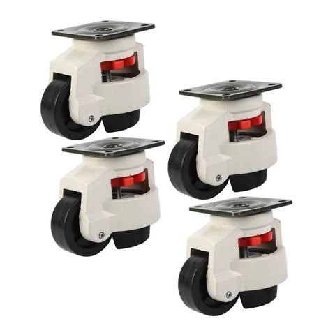 Heavy Duty Leveling Caster Wheels Set Of 4 For Workbenches And Industrial Equipment, Gd80f 500kg Load Per Wheel, Universal Adjustable Transport Wheels With Plate Mount, white body