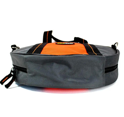 Heavy Duty Jumper Cable Organizer Bag That Straight Up Keeps Your EV Charging Cords Extension Lines And Tow Straps Snag Free With Zero Sweat Using A Secure Zipper And Sturdy Handle, gray and orange design.