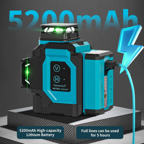 Pro Grade Triple 360 Degree Self Leveling Laser Level With 12 Lines Cross Projection For Floors Walls And Ceilings App Control 3D Horizontal And Two Vertical Planes For Quick Easy Precise Alignment, 5200mAh battery