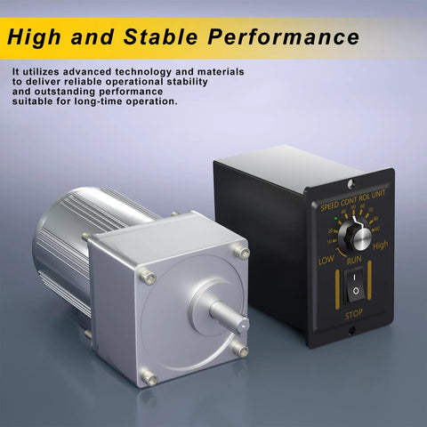 25W 110V AC Variable Speed Gear Reducer Motor With Gearbox And Speed Controller, showcasing robust design and performance features.