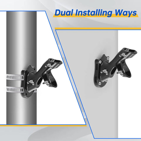 Dual installing ways for the Upgraded 5 Ft Stainless Steel Flagpole Kit With Rock Solid Outdoor Bracket and Smooth 360 Swivel Rings.