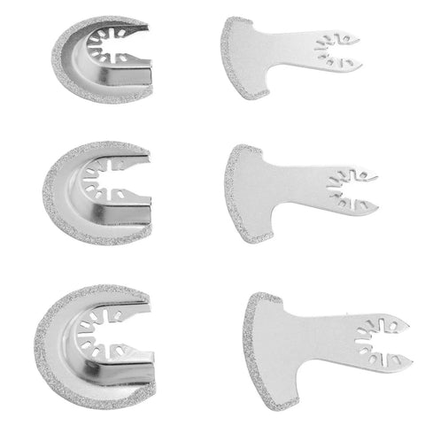 Carbide Oscillating Saw Blades Set, 6 Piece Segment Blades for concrete, grout, tile, masonry, soft stone cutting and grinding