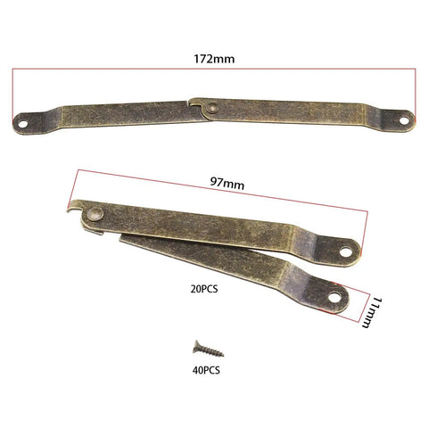Bronze Box Lid Support Hinge 20 Pack Foldable Cabinet Stay Brackets For Wooden Boxes And Windows Retro Iron Lid Hinge