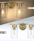 Two Light Brass Gold Bathroom Vanity Lights Over Mirror With Glass Shades Modern Curved Wall Sconce Fixtures For Home Bath Brighten Your Space With Lit Luxe Style And Easy Mounting
