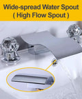 Widespread Bathroom Sink Faucet With Crystal Knob For 3 Hole Waterfall Vanity Faucet 8 Inch Deck Mount Basin Mixer Tap