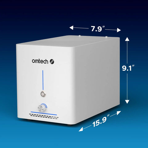 Front view of 60W Fume Extractor for Laser Engravers With Heavy Duty Two Stage Air Filter System showing dimensions.