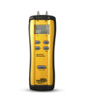 Dual-Port HVAC Manometer Pro-Grade Workhorse Duct Pressure Tester With Brass Tubes And Fittings, digital display, yellow casing