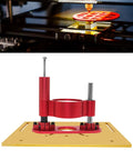 Router Lift System Kit With Bulletproof Base Plate Insert For Woodshop Tables Precise Bit Adjustment Heavy Duty Red and Gold Build.