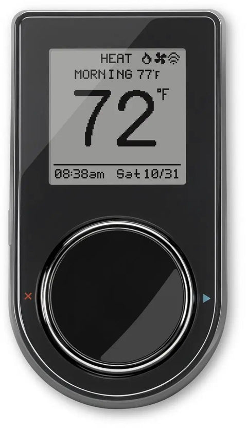 Geo BL WiFi Thermostat With Alexa Compatibility, black finish, showing 72°F on display, for home comfort.