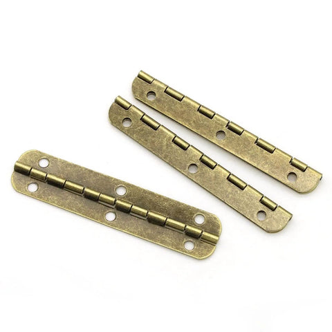 Bronze 65mm Long Folding Hinge Set For Wooden Boxes And Cabinets, 20 Pcs 180 Degree Hinges With Screws, Iron Construction shown in detail