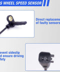 Front Abs Wheel Speed Sensor Pair Fits 2009 To 2020 Dodge Journey Chrysler 200 Avenger showing sensor and connection details.