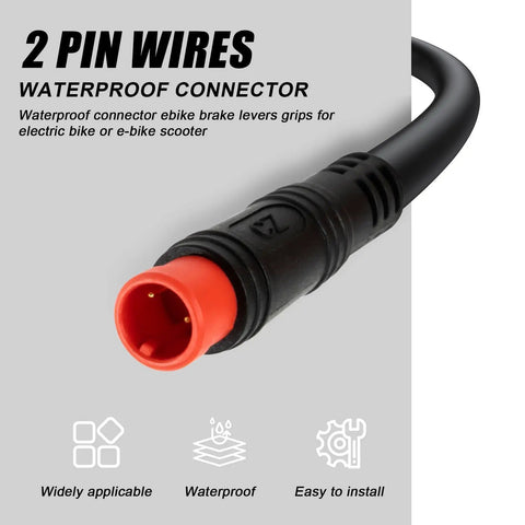 2-pin waterproof connector for 22Mm Ebike Brake Lever for Left and Right on 22Mm Handlebar With Two-Wire Waterproof Connector and 12Cm Cable Replacement Parts for Q20 I9 Fits 22Mm Bars, Easy Install, Durable Build And Smooth Braking
