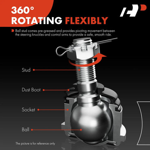 Front Lower Ball Joint For Honda Accord 2003 2007 And Acura TSX 2004 2008 Driver Side And Passenger Side Left Right Replacement With OEM Style Drop In Fit Designed For Better Steering And Alignment Direct Bolt In No Modifications Required. 360 rotating ball joint cross section