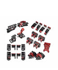 Complete Top Shelf CNC Parts Kit Full Upgrade Aluminum Alloy Frame For 3D Printer All Metal DIY Build Includes Precision Tap Heavy Duty Rock Solid Hardware Assembly, detailed view of red and black parts.