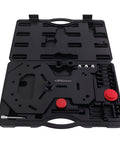 DPS6 Dry Dual Clutch Transmission Installer And Remover Tool For Ford Focus Fiesta Cmax Kuga And Volvo Models tool kit view with red caps.