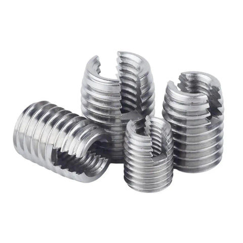 Heavy Duty Stainless Steel Self Tapping Threaded Insert Repair Kit For Stripped Screws slotted inserts in various sizes.