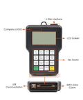 Front view of 3 Axis CNC Wireless Controller For Routers And Engravers, A11E Motion Control Board with screen and keypad labeled.