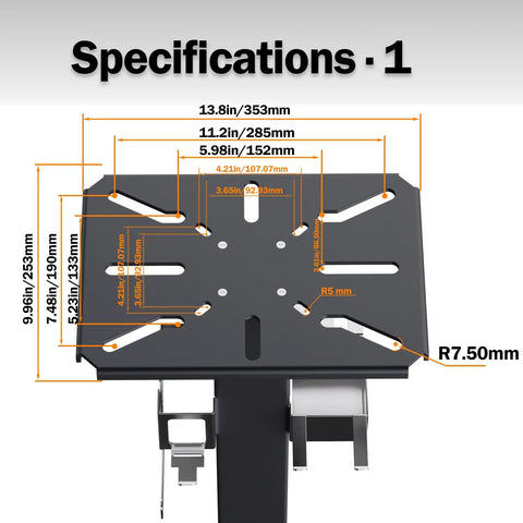 Dead Nuts Floor Mount Vise And Grinder Stand 34 Inches Tall Heavy Carbon Steel shop base specifications with dimensions marked