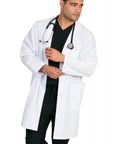 Unisex Pro Grade 39 Inch Long Sleeve Lab Coat Snow White With Three Front Pockets Durable Poly Cotton Blend For Medical And Lab Work Ideal For Doctors Nurses Students And Techs 5X Size In Stock