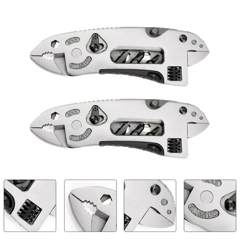 Two Piece Portable Stainless Steel Multitool Pliers Set With Wire Cutters And Multi Purpose Wrench for outdoor survival gear