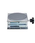 Heavy Duty 6X6 Inch Lab Scissor Jack Stand Adjustable Height 65-260mm Stainless Steel Platform with mesh surface.