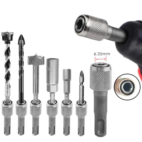 SDS Plus Drill Chuck Adapter to 6.35mm One Quarter Inch Hex Socket Converter for Electric Hammer Drills Heavy Duty 5 Pack Durable Steel Expands Tool Range