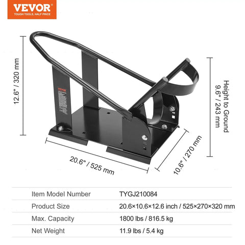Heavy Duty Motorcycle Wheel Chock With 1800 Lb Capacity Durable Steel Front Tire Bracket Three Adjustable Holes