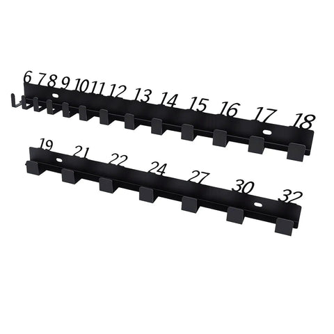 Wall Mounted Wrench Holder And Combination Wrench Organizer Rack with numbered slots for 6-32 wrenches