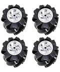 Luzhengyang 4 omni-directional wheels with black tread and silver hub, 4-pack.
