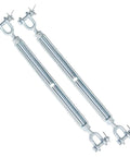 Two galvanized jaw jaw turnbuckles for wire rope. Heavy Duty One Half Inch Jaw Jaw Turnbuckle Galvanized For Wire Rope Cable Marine Grade Closed Body Two Pack 3500 Lbs Working Load Limit Twelve Inch Length Durable Turnbuckle Set.