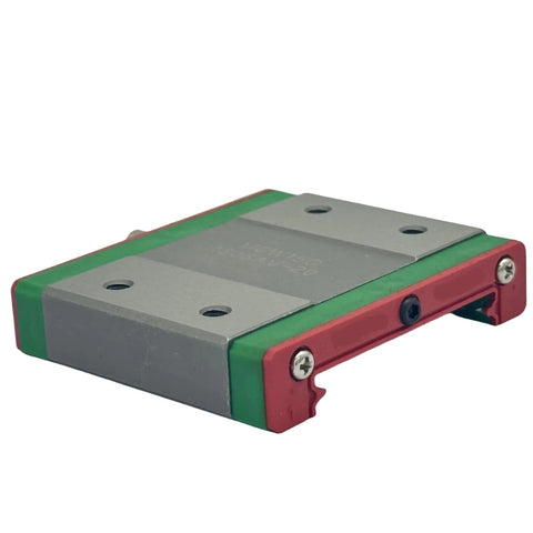 Beefed Up High Precision Linear Guide System For CNC Machines And 3D Printers With Carriage Block, Slider Rails, Bearings, And Motion Control For Automation And Semiconductor Workflows, MGW15C Compatible. Linear guide block with rail holes, metal carriage