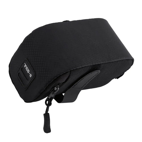 Under Seat Bike Bag With 3D Shell Ultra Lightweight 0.75L Storage Pouch For Riders Easy Hook And Loop Strap On Quick Install Polyester Durable Waterproof Black
