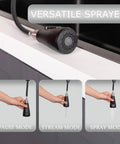 Hella Sweet Matte Black Kitchen Faucet With Single Handle And Buttery Pull Down Sprayer Solid Stainless Steel showing versatile sprayer modes.
