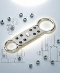Industrial Aluminum Alloy Lockout Hasp With Rectangular Flat Bar shown with mechanical drawings and nuts