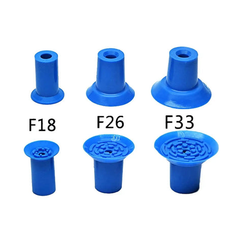 Essential Miniature Industrial Manipulator Suction Cup for Strong Film Plastic Bag Handling With PE Vacuum Nozzle Adapter, blue rubber pads.