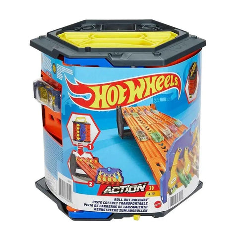 Roll Out Raceway Track Set With Cool Collapsible Design And Built In Storage For Up To Eighty Die Cast Cars And Five Track Pieces