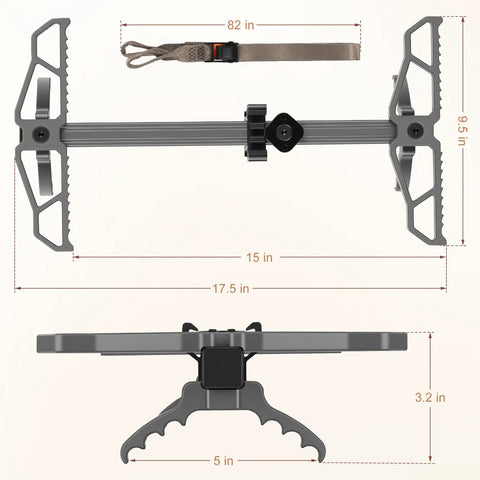Dimensions diagram of Lightweight 17.5 Inch Aluminum Climbing Sticks For Hunting, Non Slip Steps, Stackable, Portable for Tree Stands