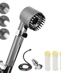 Filtered Shower Head With Handheld Pro Grade Filtration System, High Pressure Water Flow, Four Spray Modes, Grey showerhead set