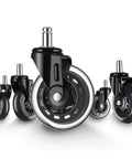 2 Inch Office Chair Caster Wheels Set of 5, Heavy Duty Casters with Steel Body and Polyurethane Wheels, front view