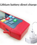 Sharp Wall Detector Scanner And Heavy Duty Metal Detector, showing charging port and cable connected for battery charging.