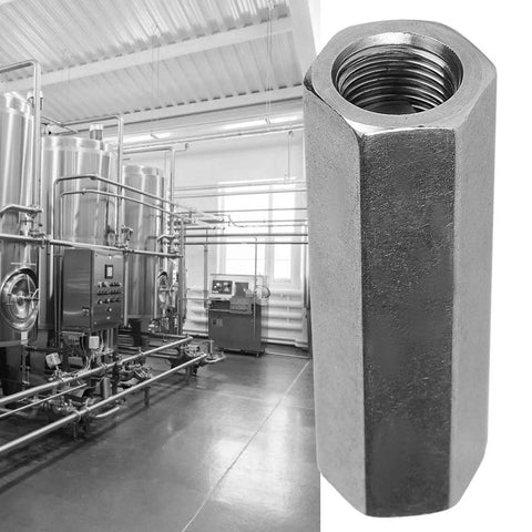 Close-up of air check valve, stainless steel hex body with 1/4 inch BSPP female thread