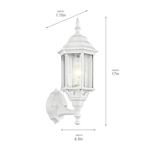 Coastal White Outdoor Wall Light With Clear Beveled Glass 17 Inch Tall 1 Light Exterior Porch Lantern Traditional Lantern Sconce For Curb Appeal And Warm Welcome