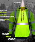 Hi Vis Hoodie For Men Class 3 Type R Meets ANSI ISEA 107 2015 High Visibility Safety Gear Heavy Duty Polyester Fleece XXL