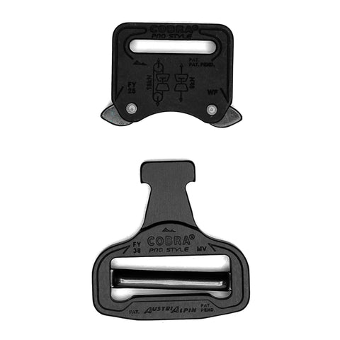Front view of ProStyle Cobra Quick Release Belt Buckle For Tactical Belts And EDC Easy Snap Lock With Stab Lock Safety Durable High Strength Buckle For Fast Access And Secure Fit.
