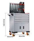 Heavy Duty Rolling Tool Cart With Lockable Cabinet And Three Drawers 440 Lbs Capacity On Wheels Built From Cold Rolled Steel Garage Workshop Tool Chest Organizer For Home, Shop, And Warehouse, 34in tall