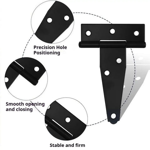 Beefy Heavy Duty 4 Pack T Type Hinges 6 Inch Premium Iron With One Point Two Millimeters Thickness precision holes details