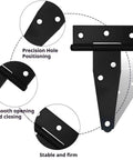Heavy Duty Iron T Type Hinges 4 Pack 3 Inch Built Tough With 1.2mm Thick Steel showing details of precision holes, smooth closing.